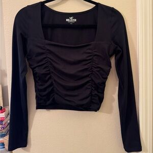 Hollister Women's Black Ruched Crop Top